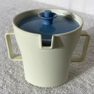 Vintage Tupperware Beige Creamer With Blue Lid